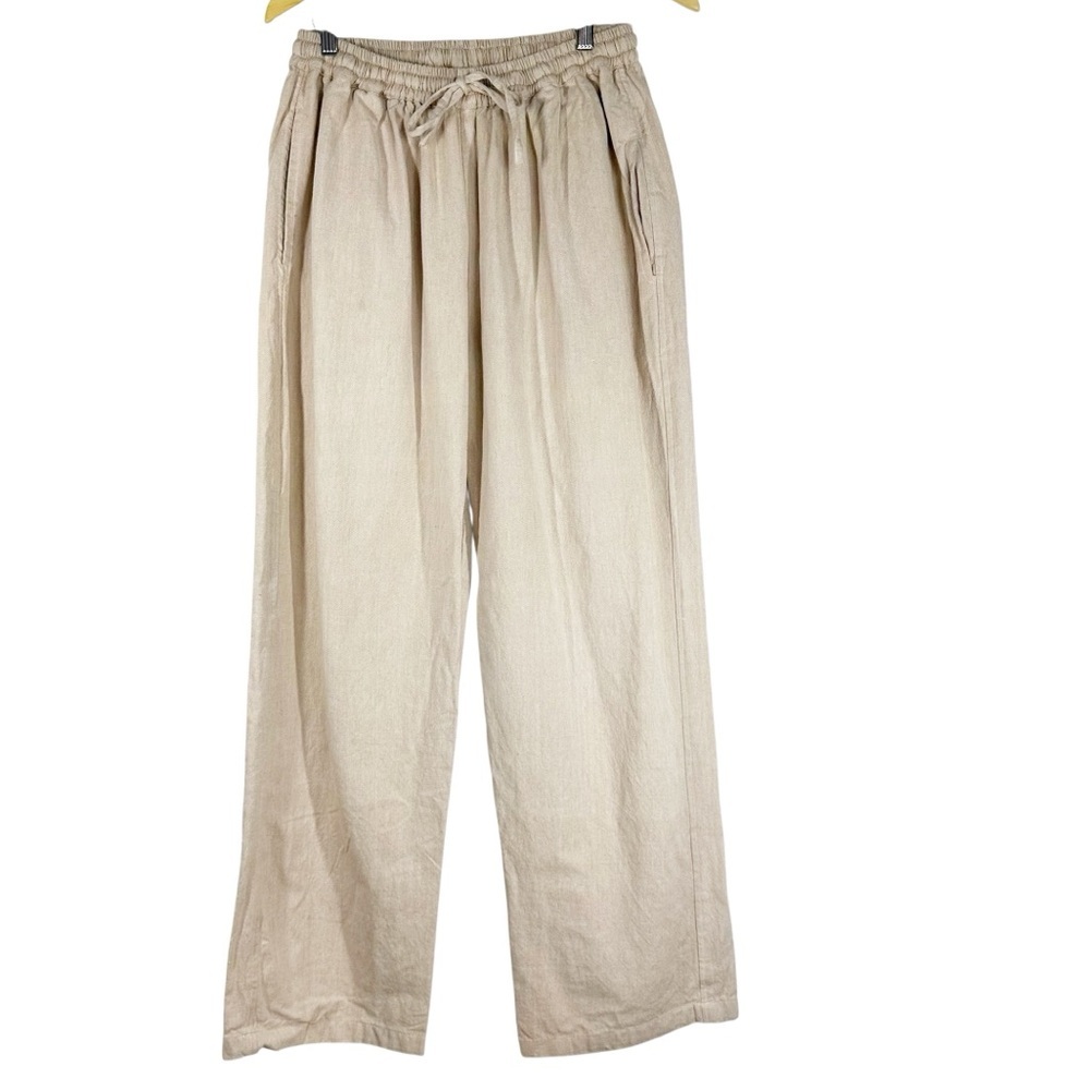 PRIMITIVE Women's L/XL Tan Cotton Elastic Waist Pull on Minimalistic Pants